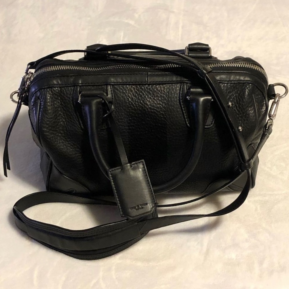 rag & bone New York Black Leather Flight Satchel